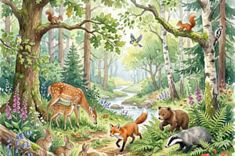 create nature childrens books woodland animals forest scenes