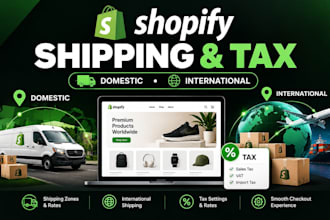 setup shopify shipping rates, domestic international shipping and taxes