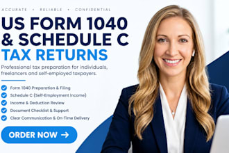 prepare US form 1040 and schedule c tax returns for individuals sole proprietor