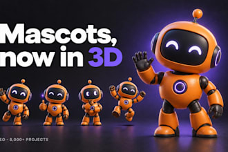design a 3d mascot or cartoon character for your brand with a 3d model file