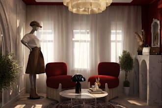 design a luxury fashion boutique interior and create photorealistic 3d renders
