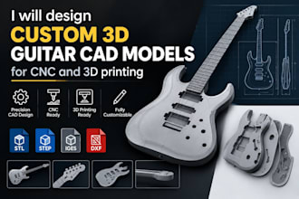 custom 3d guitar cad models for cnc and 3d printing
