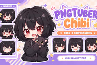 design png tuber chibi model for cute style vtuber streaming, twitch, discord