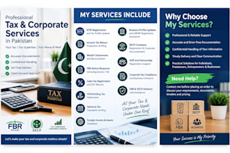 provide income tax, fbr iris services, sales tax, corporate services, tax notice