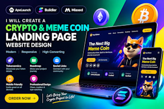 create apelaunch buidler miaxed token meme crypto landing page website design