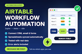 automate airtable with zapier, make or n8n to connect CRM, email, forms
