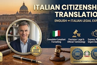 do english to italian legal translation and certificate for italian citizenship