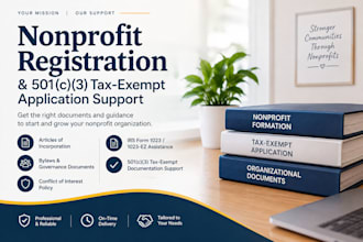 help with nonprofit registration and 501c3 tax exempt application