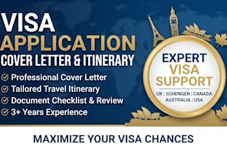 write professional visa cover letter and travel itinerary