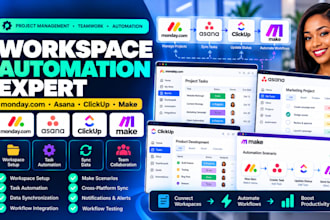 automate monday com asana clickup and make workspaces