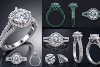create 3d engagement ring designs with cad and photorealistic rendering