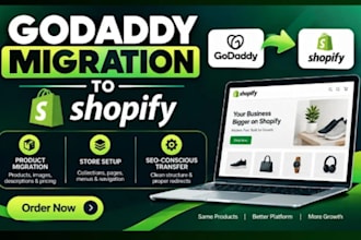 migrate godaddy to shopify and redesign your ecommerce store product migration