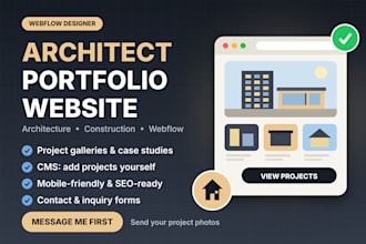 design architecture website, architect portfolio website in webflow with figma