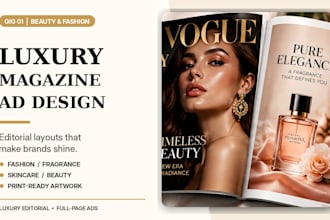 design luxury fashion and beauty magazine ads for print