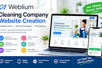 build weblium cleaning company website creation booking forms service packages