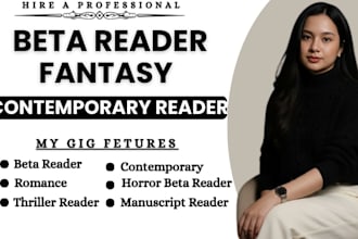 be a beta reader for your fantasy romance scifi novel, contemporary beta reader