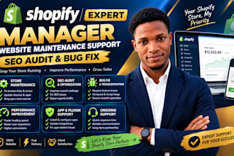 do shopify expert manager website maintenance support seo audit and bug fix