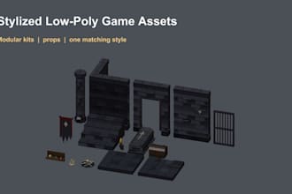 make stylized low poly 3d game assets and modular kits