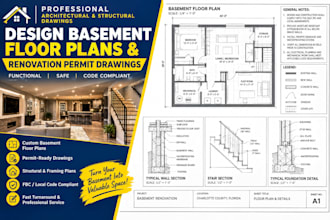 design commercial basement floor plans and renovation permit drawings