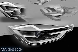 design automotive lighting products, headlights and taillights in 3d
