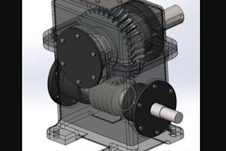 do 3d cad gearbox design with tech pack and exploded view