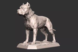 sculpt realistic 3d animal model, 3d dog pet memorial zbrush stl for 3d printing