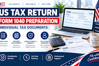 prepare US individual tax returns form 1040 and tax filing documents