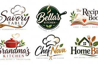 design a professional cooking, food, cookbook chef, kitchen homemade recipe logo