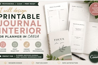 design a printable journal interior or planner in canva