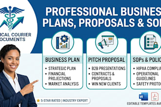 write a compliant medical courier business plan, proposal, sops, and policies