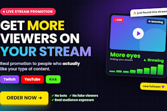 promote organic twitch youtubu kick live streaming engagement