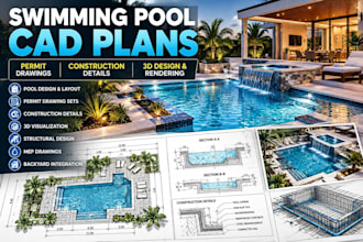 create swimming pool plans, permit drawings and construction details