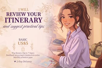 review your itinerary and suggest practical tips