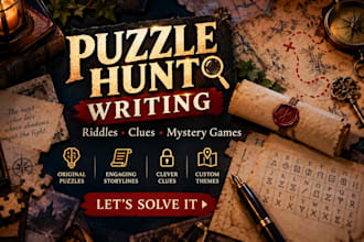write custom puzzle hunts, riddles, clues and mystery games