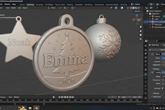 create custom 3d christmas ornament, personalized name and cnc, photo design