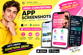 ios android app screenshots, aso graphics, app store listing design, google play