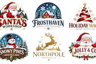 design a professional holiday, santa claus, snowflake, winter christmas logo