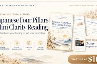 create a personalized japanese four pillars bazi reading PDF