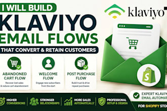 build klaviyo purchase abandoned cart welcome and post email flows for shopify