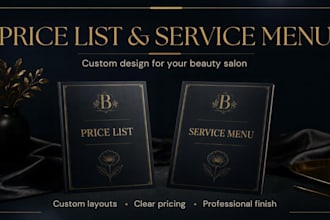 design elegant beauty salon price lists and service menus