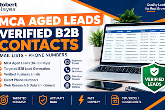 provide verified mca aged leads, b2b email lists and direct phone numbers
