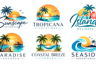 design a professional beach, tropical, sunshine, vacation, holiday summer logo