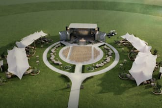 create realistic 3d event venue designs and outdoor event visualizations