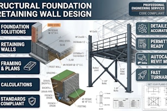 do structural foundation design, retaining wall calculations, and framing