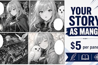 draw your story as anime manga panels with original characters