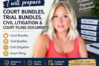 prepare court bundles, trial bundles, civil litigation and court filing document