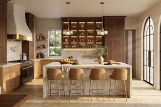 design kitchen interior in 3d and render