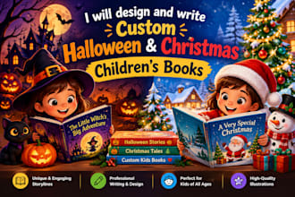 design and write custom halloween and christmas children books