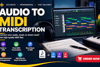 transcribe audio to midi create midi drums and convert sheet music