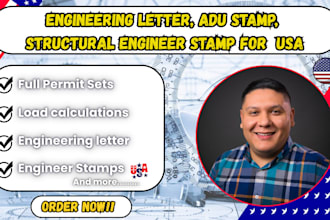 engineering letter, adu stamp, structural engineer stamp for permit approval USA